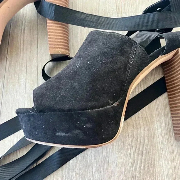 Womens JustFab Black Peep Toe Wrap Heels - 7.5 - Picture 5 of 10